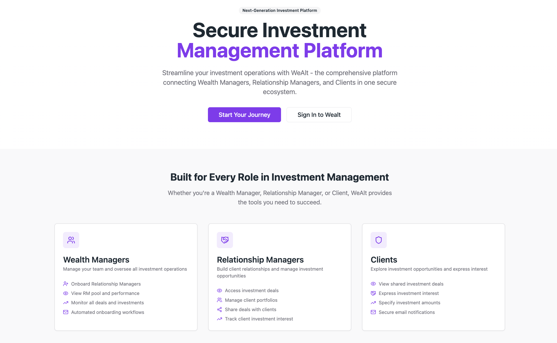 WeAlt — Platform Home